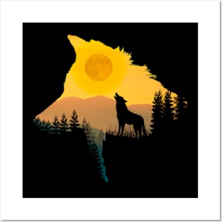 A Wolf Howling At The Moon Posters and Art